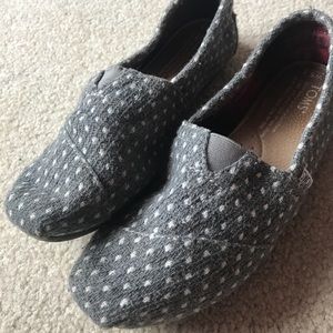 Gray and White Polka Dot TOMS Shoes- Size 5.5